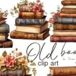 Vintage Book Clipart Bundle, Old Books
